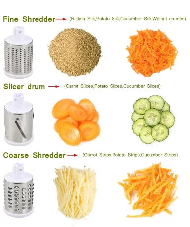 Food Grater Vegetable Rotary Cutter Shredder Carrot Grind Slicer