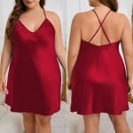 Plus Size Strapless Nightgown Women Summer Fat MM Slimming Solid Color European and American Home Wear - Image 9