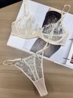 Sexy Lace Underwear Ultra-thin Transparent Heavy Embroidery Tulle Anti-Drop Bra Set - Image 6