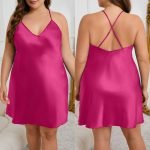 Plus Size Strapless Nightgown Women Summer Fat MM Slimming Solid Color European and American Home Wear - Image 11