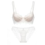 Women's Sexy Thin Cotton Eyelash Lace Bra Large Chest Minimizer Anti-Sagging Plus Size Lingerie Set - Image 6