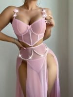 Sexy Underwear Pure Desire Transparent Mesh Slit Nightgown Wholesale Erotic Lingerie for Women - Image 8