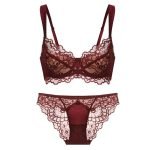 Women's Sexy Thin Cotton Eyelash Lace Bra Large Chest Minimizer Anti-Sagging Plus Size Lingerie Set - Image 8