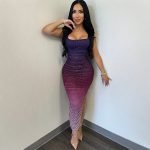 Women's Strapless Sexy Backless Bodycon Slit Sequined Dress - Image 4