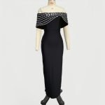 Off-shoulder Handmade Diamond Strip Dress Evening Dress - Image 2