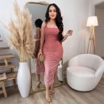 Women's Strapless Sexy Backless Bodycon Slit Sequined Dress - Image 3