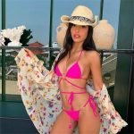 Sexy Metal Three-Ring Bikini Cross-Border Solid Color Printed Tie-Separate Swimsuit for Women - Image 4