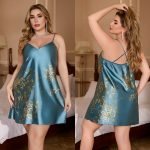 Plus Size Strapless Nightgown Women Summer Fat MM Slimming Solid Color European and American Home Wear - Image 6