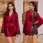 Sexy Nightgown Women's Summer Home Wear Lace Short Robe - Image 6