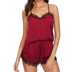 Women Sleepwear Pyjama Sets Sleeveless Strap Lace Trim Satin Cami Top Nightwear Femme Sexy Summer Homewear Sleepwears - Image 10