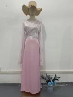 Summer Stitching Glass Yarn Large Swing Sleeve Length Satin Slim Fit Dress - Image 7