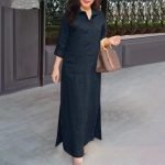 Solid Color Lapel Long Sleeve Simple Dress Women - Image 9