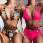 Printed halter bikini