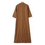 Solid Color Lapel Long Sleeve Simple Dress Women - Image 7