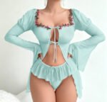 Strap Sleep Dress Erotic Lingerie Sleepwear Embroidered Design - Image 9