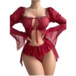 Strap Sleep Dress Erotic Lingerie Sleepwear Embroidered Design - Image 2